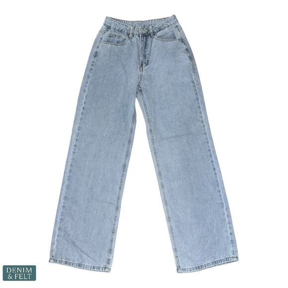 Unbranded Denim - Wide Leg Light Wash Denim Jeans Relaxed Straight Fit Women’s Size XS Casual